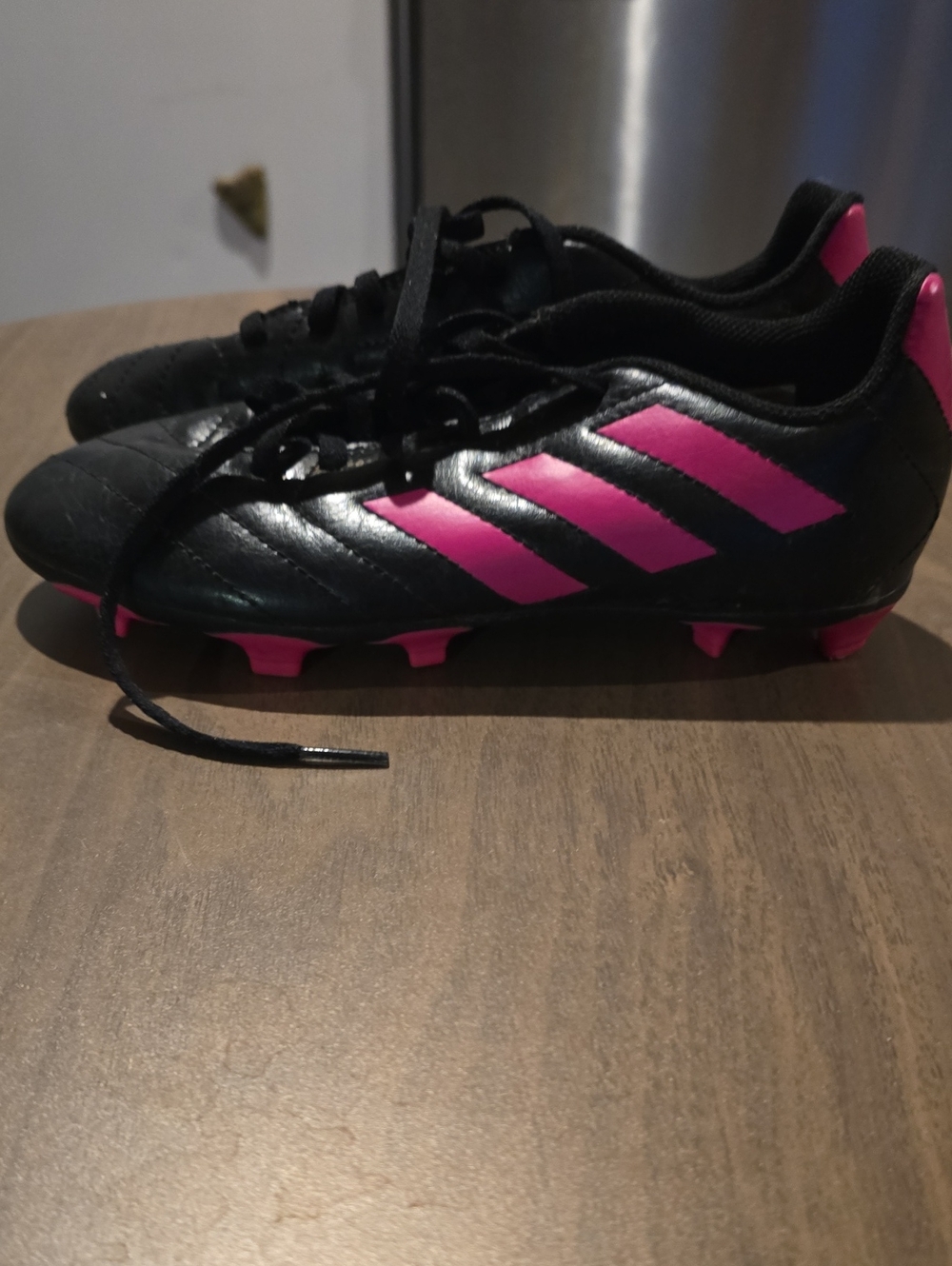 adidas Kids Black and Pink Soccer Cleats